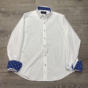 Twillory Shirt Mens Medium White Glow Contrast Skull Trim Long Sleeve